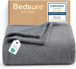 Bedsure Soft Fleece Throw Bed Blanket for Couch Grey - Lightweight Fuzzy Cozy Halloween Decorations Blankets and Throws for Sofa, Couch, Travel, Camping, 50x60 inches