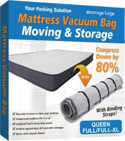 Foam Mattress Vacuum Bag with 4 Adjustable Straps, Queen/Full/Full-XL | Heavy-Duty Vacuum Seal Mattress Bag for Foam & Latex, Built to Last for Moving, Space-Saving Storage, Shipping & Protection